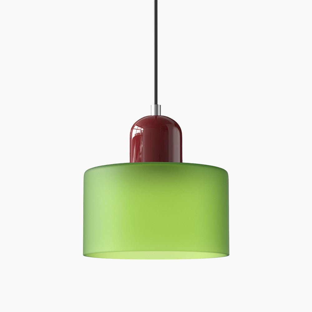 Kleine Glas-Pendelleuchte - LED, Glas/Metall, Max 12W, Drukknop, E27, CE/UL Gecertificeerd, Moderne Elegant Gematteerd groen Rood