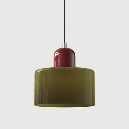 Kleine Glas-Pendelleuchte - LED, Glas/Metall, Max 12W, Drukknop, E27, CE/UL Gecertificeerd, Moderne Elegant Groen Rood
