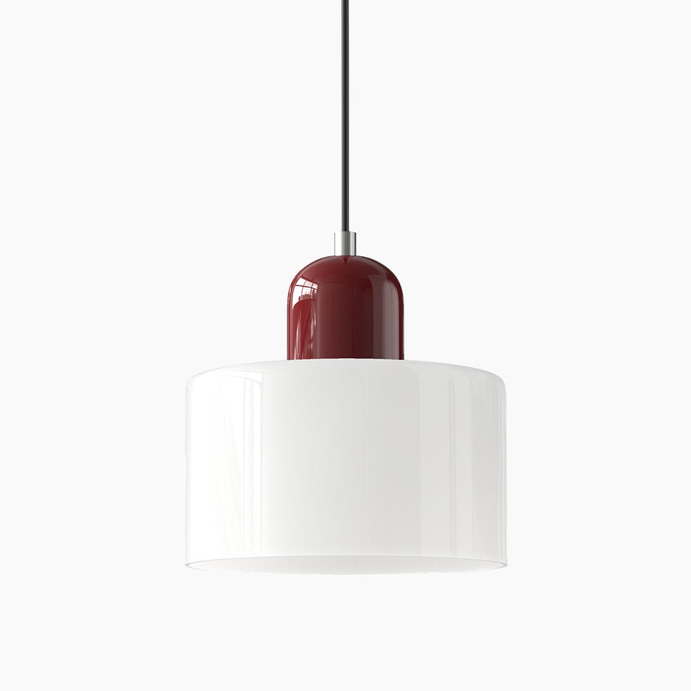 Kleine Glas-Pendelleuchte - LED, Glas/Metall, Max 12W, Drukknop, E27, CE/UL Gecertificeerd, Moderne Elegant Wit Rood