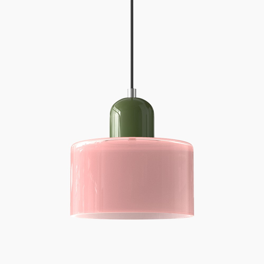 Kleine Glas-Pendelleuchte - LED, Glas/Metall, Max 12W, Drukknop, E27, CE/UL Gecertificeerd, Moderne Elegant Roze Groen