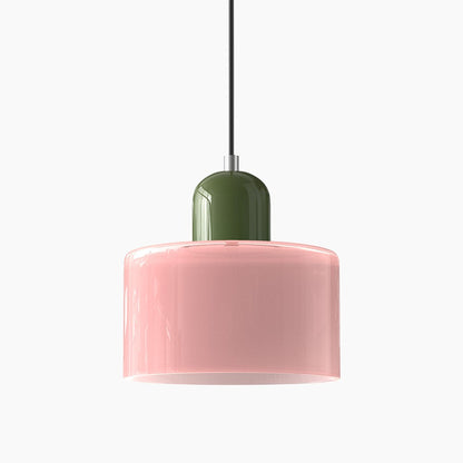 Kleine Glas-Pendelleuchte - LED, Glas/Metall, Max 12W, Drukknop, E27, CE/UL Gecertificeerd, Moderne Elegant Roze Groen