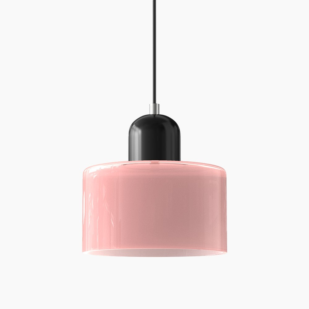 Kleine Glas-Pendelleuchte - LED, Glas/Metall, Max 12W, Drukknop, E27, CE/UL Gecertificeerd, Moderne Elegant Roze Zwart