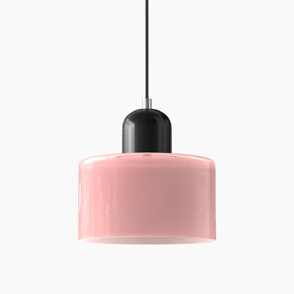 Kleine Glas-Pendelleuchte - LED, Glas/Metall, Max 12W, Drukknop, E27, CE/UL Gecertificeerd, Moderne Elegant Roze Zwart