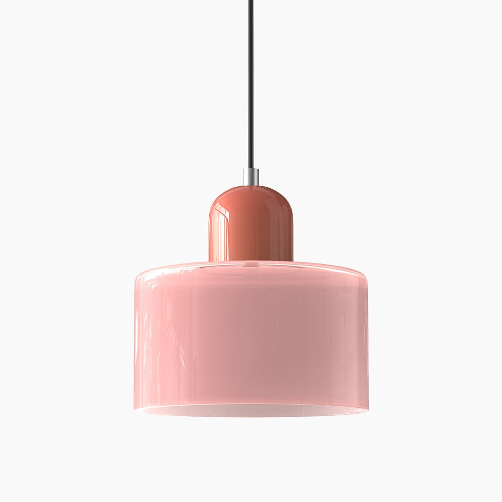 Kleine Glas-Pendelleuchte - LED, Glas/Metall, Max 12W, Drukknop, E27, CE/UL Gecertificeerd, Moderne Elegant Roze Roze
