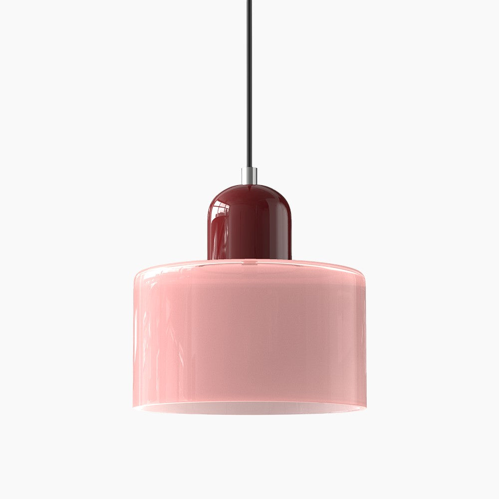 Kleine Glas-Pendelleuchte - LED, Glas/Metall, Max 12W, Drukknop, E27, CE/UL Gecertificeerd, Moderne Elegant Roze Rood