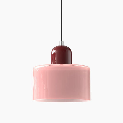 Kleine Glas-Pendelleuchte - LED, Glas/Metall, Max 12W, Drukknop, E27, CE/UL Gecertificeerd, Moderne Elegant Roze Rood