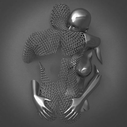 Wandkunstschilderij met Liefdeshart en 3D-effect Decoratief Liefdesomhelzing Zilver