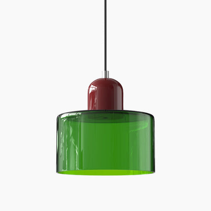 Kleine Glas-Pendelleuchte - LED, Glas/Metall, Max 12W, Drukknop, E27, CE/UL Gecertificeerd, Moderne Elegant Lichtgroen Rood