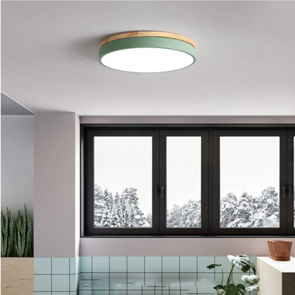 Scandinavische Plafondlamp van Hout en Metaal – Minimalistisch Design voor Slaapkamer en Modern Interieur