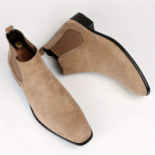 Heren Chelsea Boots – Vegan Leer – Elastische Zijkanten – Lage Hak – Comfort Fit Bruin