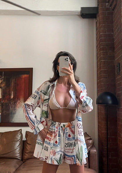 Rio Set Oversized Shirt en Shorts van Linnen Stof