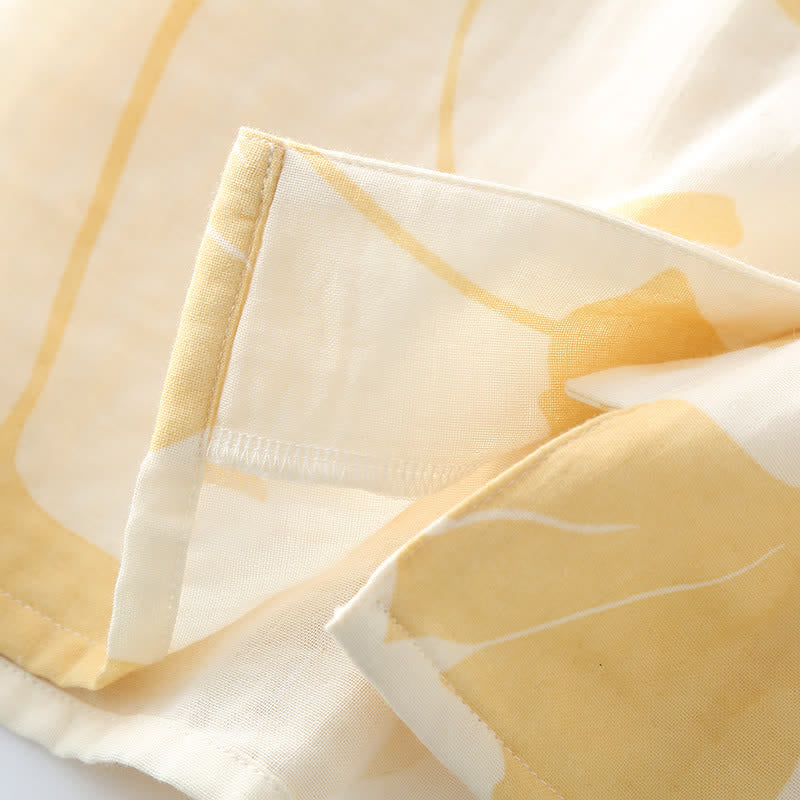 Ginkgo Blad Strik Katoenen Loungewear Set