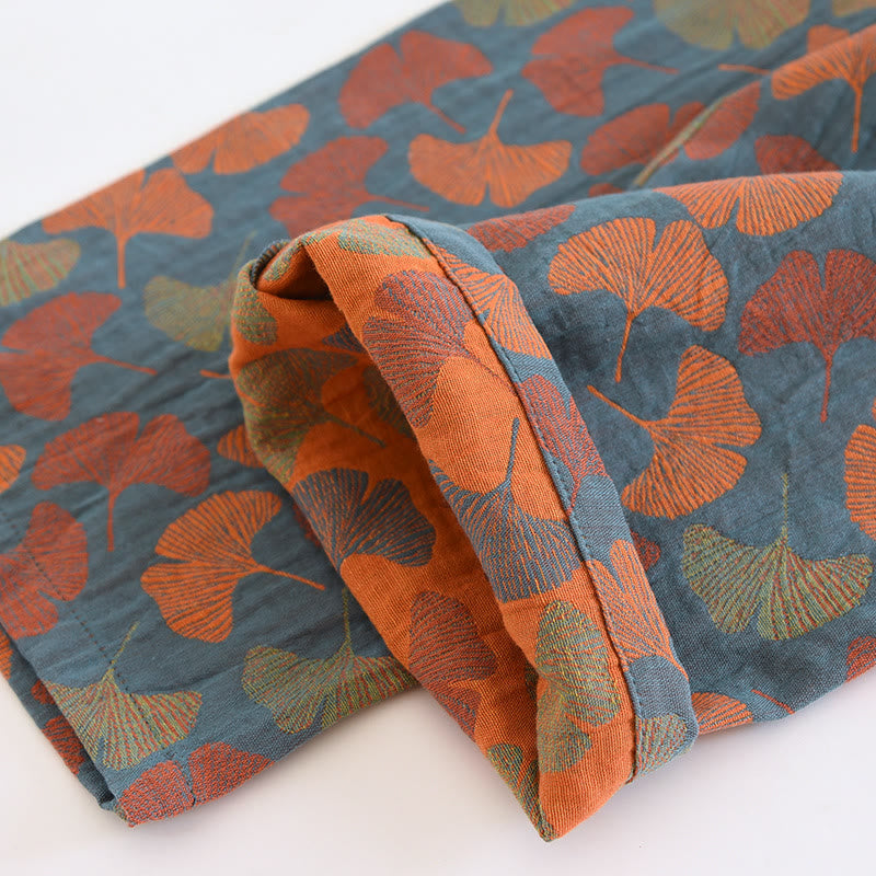 Ginkgo Leaf Knop Katoenen Loungewear Set