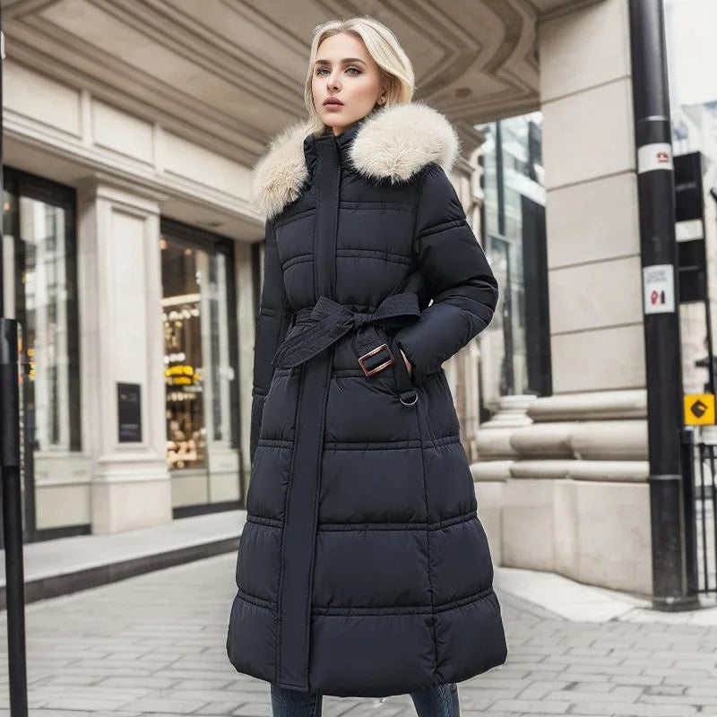 Parka Lang Luxueuze Casual Winterjas Warmte Voor Iedereen Zwart