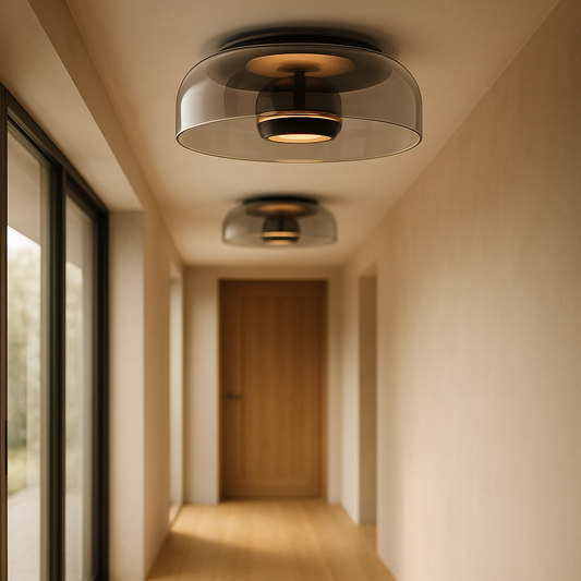 LED Plafondlamp Glaslamp Met Warm Licht Hal Entree Rookgrijs