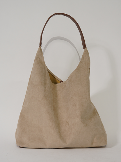Dagelijkse Leren Tote Van Soepel Leer Zwart Casual Tas Beige