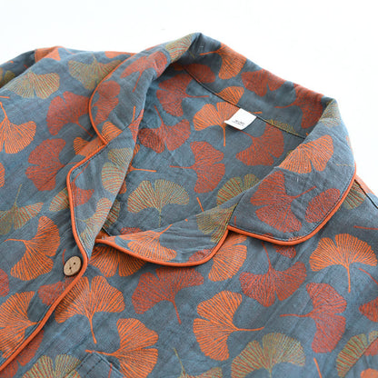 Ginkgo Leaf Knop Katoenen Loungewear Set