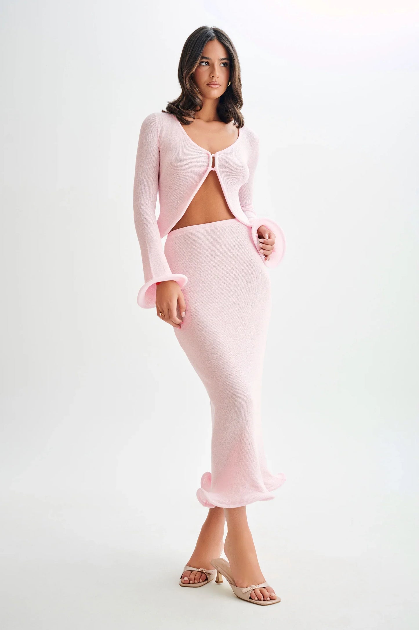Get On Down Gebreide Top en Rok Set SEREIN Roze S