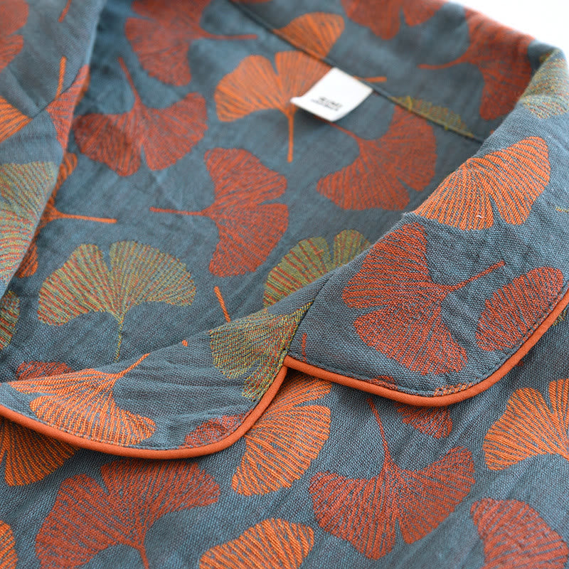 Ginkgo Leaf Knop Katoenen Loungewear Set