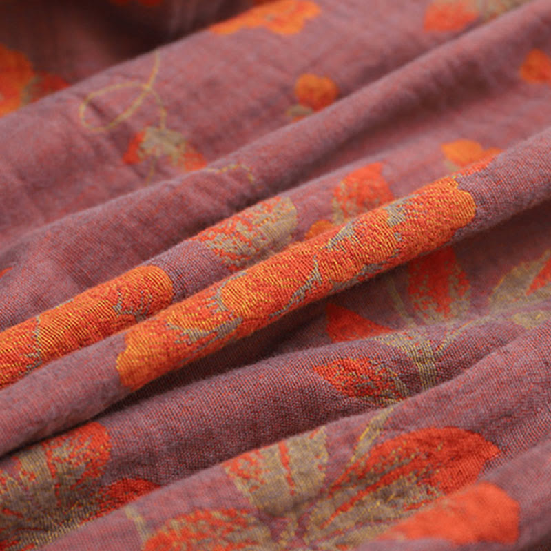 Bloemen Jacquard Katoenen V-Hals Badjas Pyjama