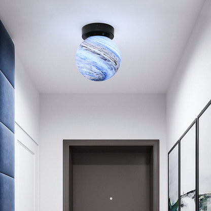 Planet Glass Moderne Plafondlamp Voor Slaapkamer Blauw Zwart D13.8*H17cm