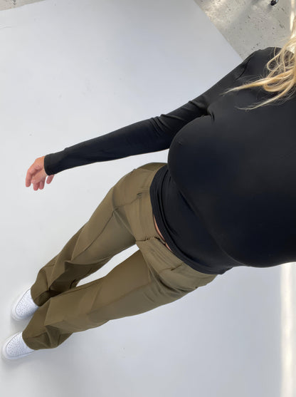 Broek Hoge Taille Dames Wijde Pijp Getailleerd Lang