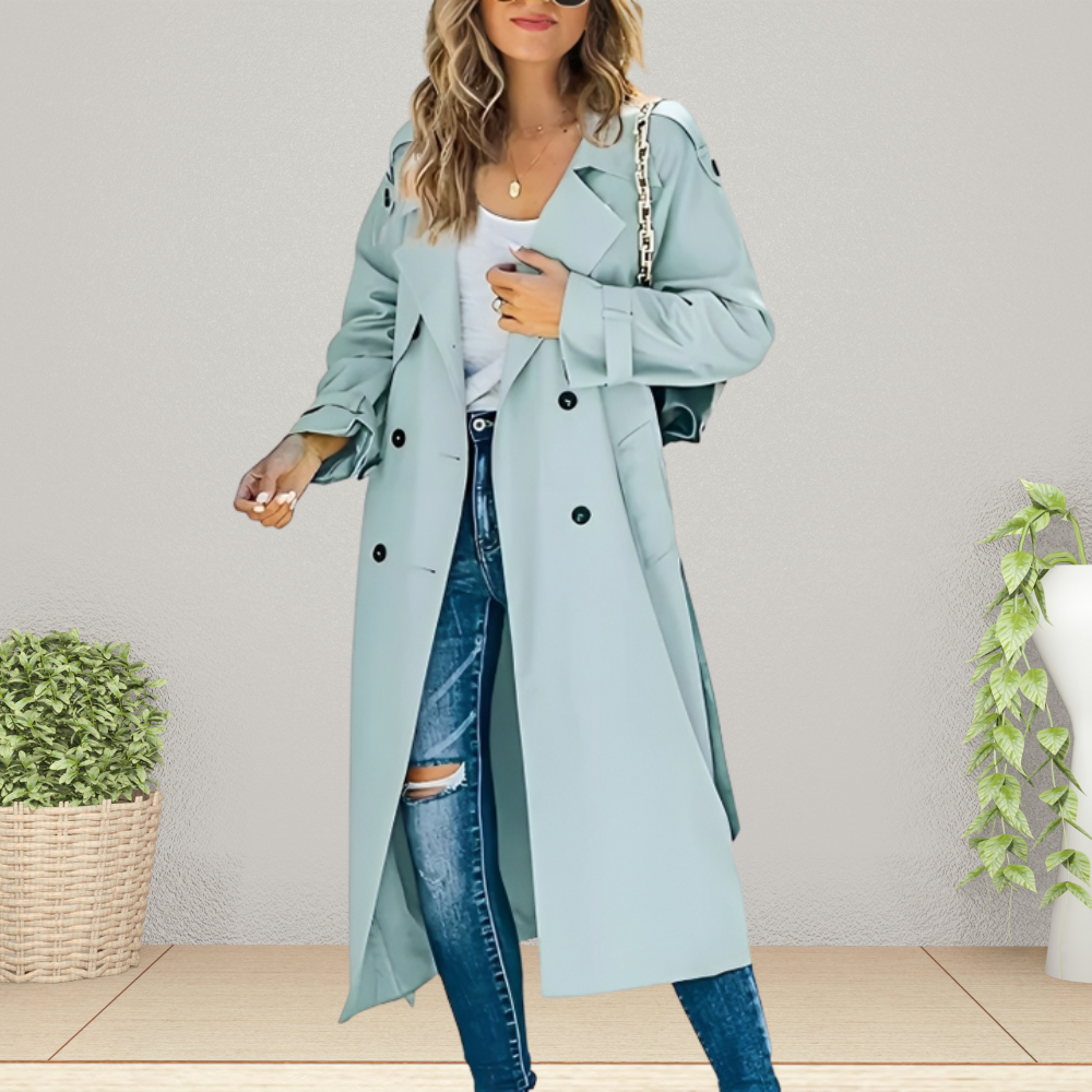 Dames Trenchcoat Tussenjas Lichtblauw