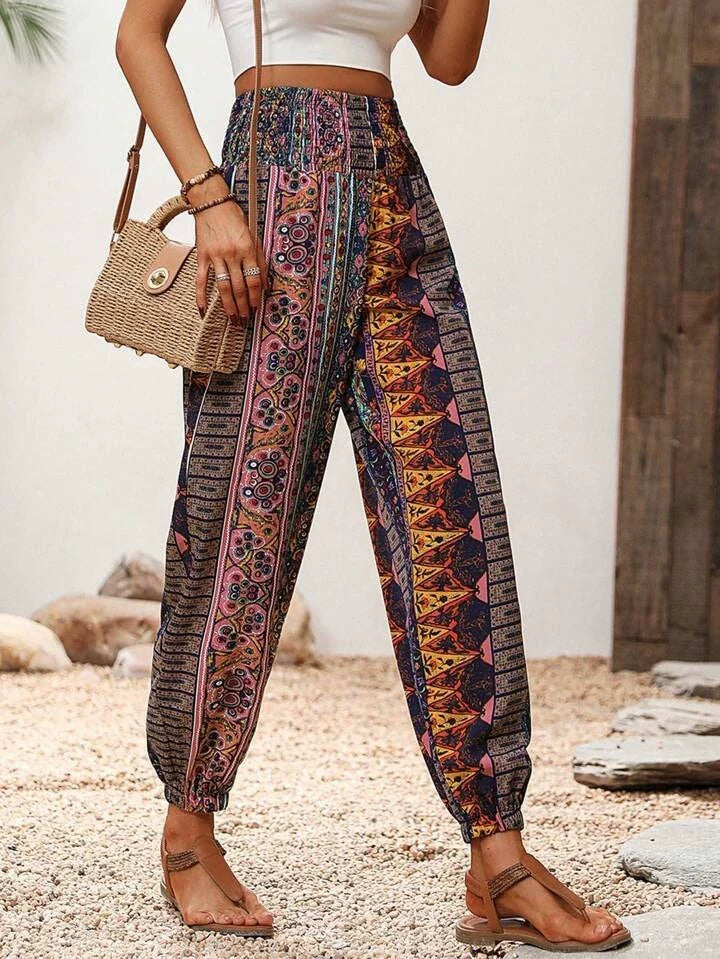 Harembroek Dames Boheemse Olifantenprint Losse Taille Boord Bohemen 3