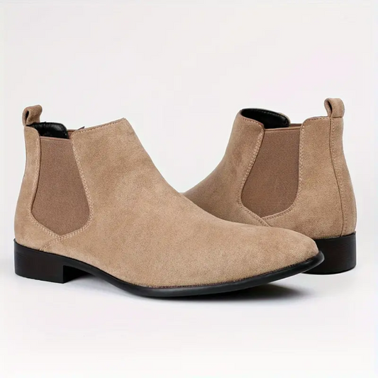 Heren Chelsea Boots – Vegan Leer – Elastische Zijkanten – Lage Hak – Comfort Fit