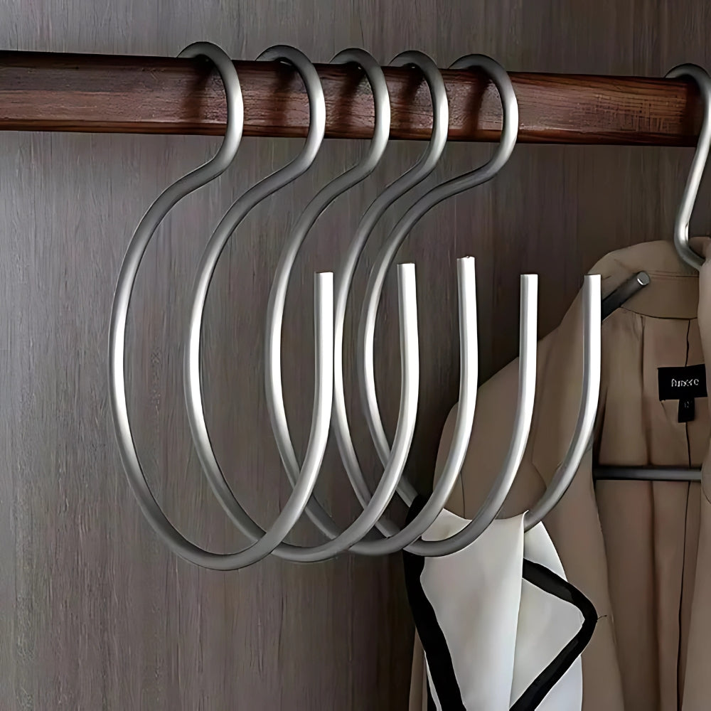 5-Delige Matte S-haak Hanger Organisers van Duurzaam Metaal voor Keuken en Badkamer - Perfect voor Opruimen en Decoratie Zilver