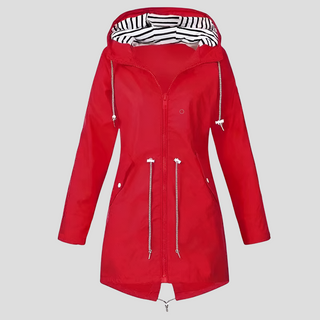 Dames Waterdichte Regenjas Met Capuchon Lichtgewicht Rood