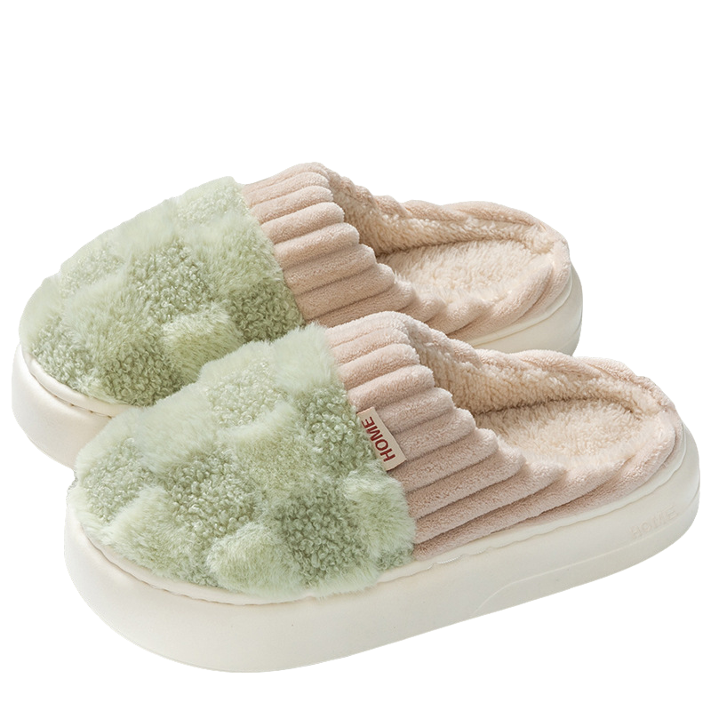Unisex Pantoffels - Zachte Sloffen & Warme Huisschoenen Geruit Groen