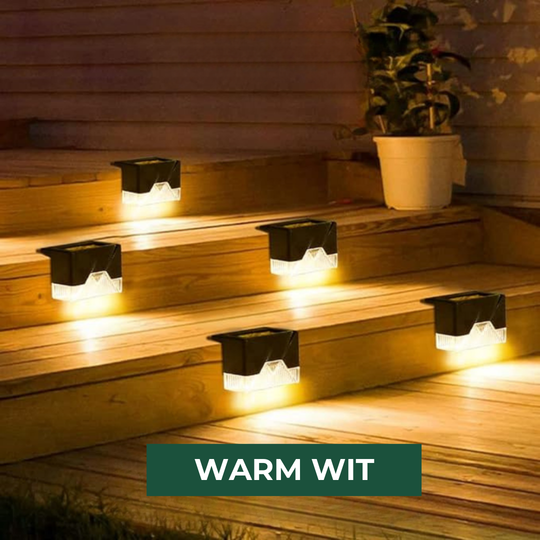 Zelfklevende Solar Tuinverlichting - Weerbestendige Zonnelampen voor Buiten met Automatische Aan/Uit-Functie Warm wit (5+5)