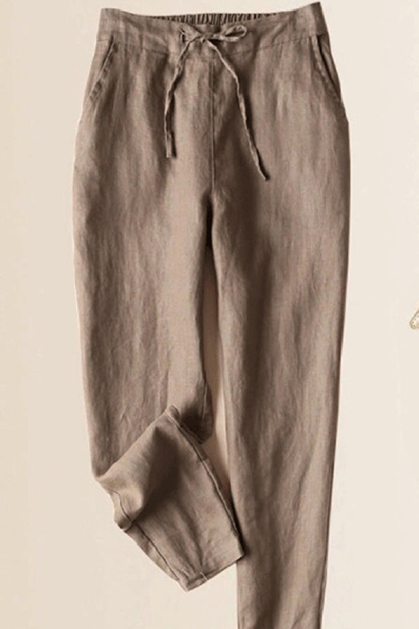 Losse Effen Kleur Alles Combineren Casual Broek Khaki