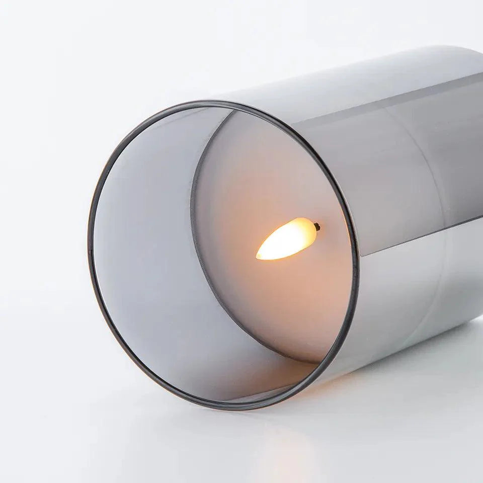 AmbiKaars LED-kaarsen Grijs Glas Realistisch Vlameffect Set van 3