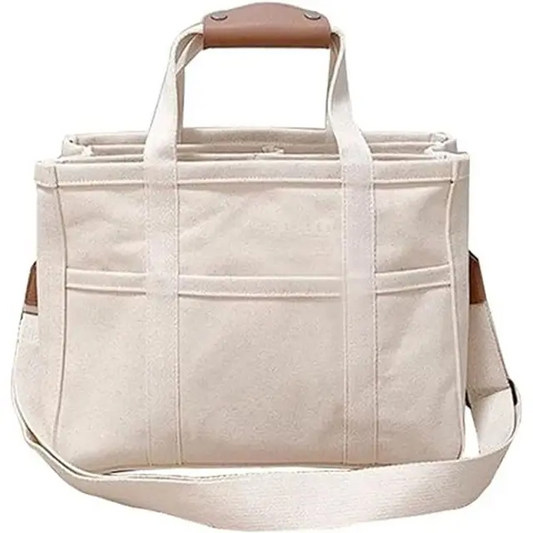 Dames Canvas-tas Canvashandtas Met Veelzijdige Vakken Beige
