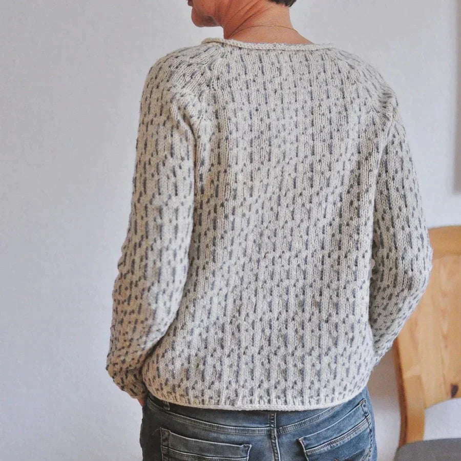 Dames Elegante Ronde Hals Trui Grijs Zachte Stof Comfort
