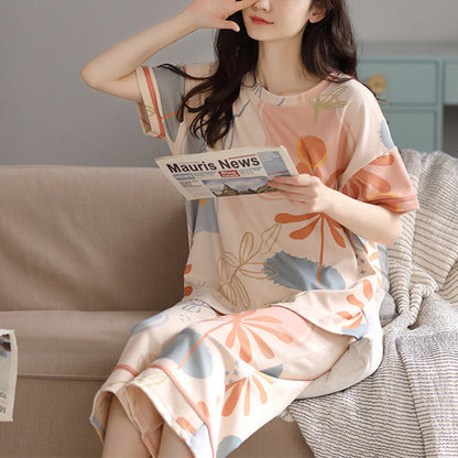 Bloembladprint Katoenen Loungewear Set