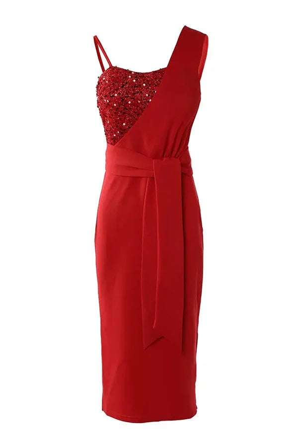 Dames Partykleed Pailletten Patch Split Kniehoog Polyester