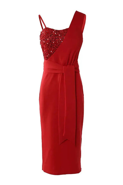 Dames Partykleed Pailletten Patch Split Kniehoog Polyester