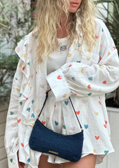 Francesca Set Hartprint Katoenen Overhemd en Shorts Set
