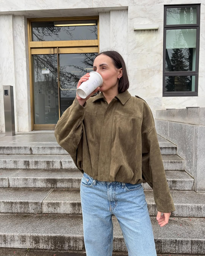 Melani | Oversized Suède Leren Jas voor Dames – Warm & Stijlvol