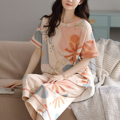 Bloembladprint Katoenen Loungewear Set
