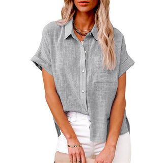 Luchtige Katoen-Linnen Blouse Dames Grijs