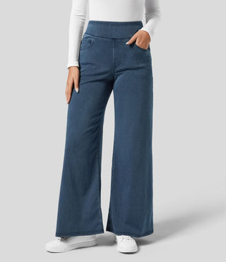 Vanio | Comfy Elastische Flared Broek met Hoge Taille