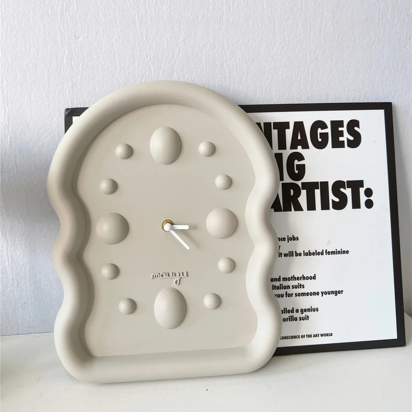 3D Suède Wandklok met Geometrisch Ontwerp 36x26.5cm Grijs