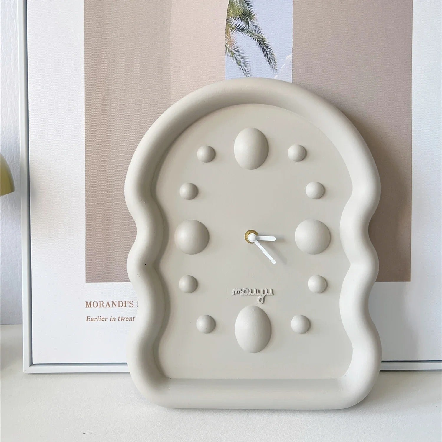 3D Suède Wandklok met Geometrisch Ontwerp 36x26.5cm