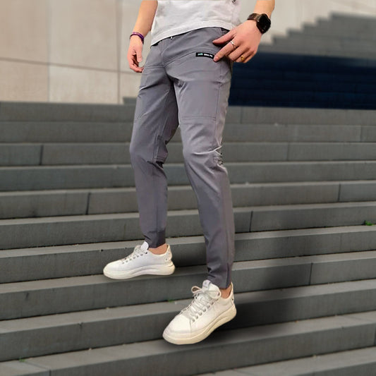 Drie Cargo Broeken Met Stretch Grijs