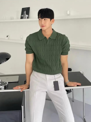 Heren Poloshirt Katoen Gebreid Met Korte Mouwen - Casual Polo Shirt Heren