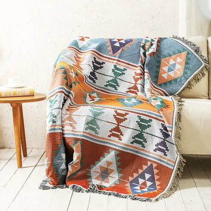 Bohemian Deken Collectie Met Multikleurige Franjes 3